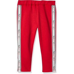 Nautica Girls’ Logo Sweatpants, Fleece Joggers with Ribbed Cuffs & Functional Side Pockets(Red 5003)