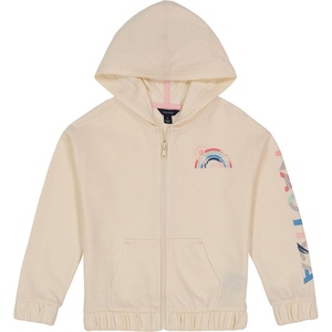 Nautica Girls’ Logo Sweatshirt, Fleece Hoodie With Full-zip Front & Pockets(Eggnog Sunset)