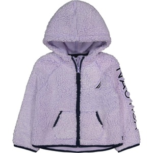 Nautica Girls’ Logo Sweatshirt, Fleece Hoodie With Full-zip Front & Pockets(Lavender Sherpa)