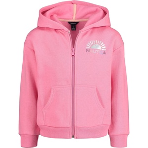 Nautica Girls’ Logo Sweatshirt, Fleece Hoodie With Full-zip Front & Pockets(Pink Sunset)