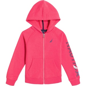 Nautica Girls’ Logo Sweatshirt, Fleece Hoodie With Full-zip Front & Pockets(Purple Beetroot)