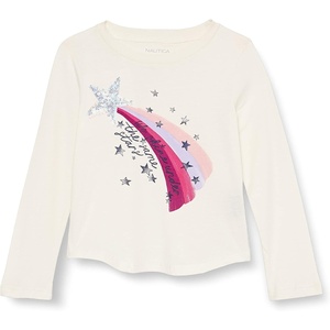 Nautica Girls’ Long Sleeve Graphic T-Shirt(Eggnog We Shine)