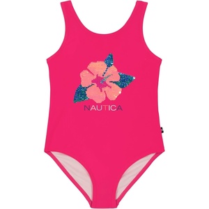 Nautica Girls One-Piece Swimsuit with UPF 50+ Sun Protection, Quick Drying Bathing Suit(Beetroot Purple)