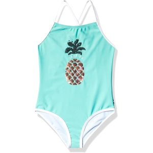 Nautica Girls One-Piece Swimsuit with UPF 50+ Sun Protection, Quick Drying Bathing Suit(Cockatoo Pineapple)