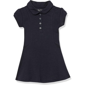Nautica Girls School Uniform Short Sleeve Polo Dress(Navy/Princess Seam)