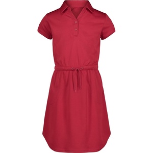 Nautica Girls School Uniform Short Sleeve Polo Dress(Red Performance)