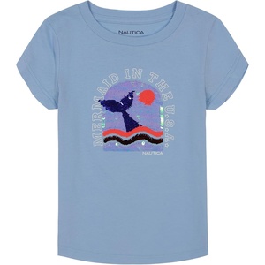 Nautica Girls Short Sleeve Legacy T-Shirt with Flip Sequin Design, Cotton Tee with Tagless Interior(Dutch Canal Mermaid)
