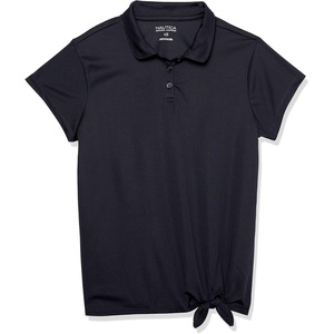 Nautica Girls’ Short Sleeve Performance Polo(Navy/Tie Front)