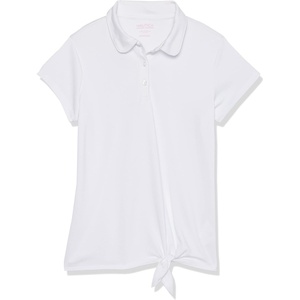 Nautica Girls’ Short Sleeve Performance Polo(White/Tie Front)