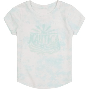 Nautica Girls Short Sleeve T-Shirt with Fun Graphic Design, Cotton Tee with Tagless Interior(Blue Light Tie-dye)