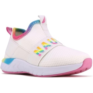Nautica Girls’ Slip-On Sneaker – Athletic Running Kids’ Shoe for Walking, Running, Tennis, and Sports (Toddler/Little Kid)(White Bright Rainbow)
