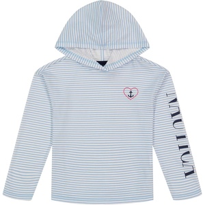 Nautica Girls’ Striped Long Sleeved Hooded Top(Blue Anchor Stripe)