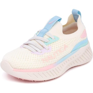 Nautica Girls Toddler Knit Slip-On Sneakers with Max Comfort Sole, Bungee Closure, Tennis Running Shoes for School and Play (Toddler/Little Kid)(Cream)