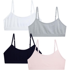 Nautica Girls Training Bra – 2 Pack/4 Pack Seamless Padded Bralette Underwear for Girls with Removable Pads (Sizes: S-XL)(Pink/White/Heather Grey/Blue-4pk)