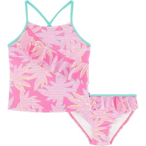 Nautica Girls Two-Piece Bikini Swimsuit Set, UPF 50+ Sun Protection, Quick-Dry Bathing Suit(Carmine Rose)
