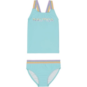 Nautica Girls Two-Piece Bikini Swimsuit Set, UPF 50+ Sun Protection, Quick-Dry Bathing Suit(Tangerine Turquoise)