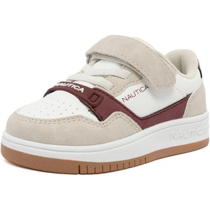 Nautica Kids Adjustable Strap Shoes | Comfortable Casual Sneakers for Boys and Girls, Toddlers & Little Kids(Burgundy White-seaspray)