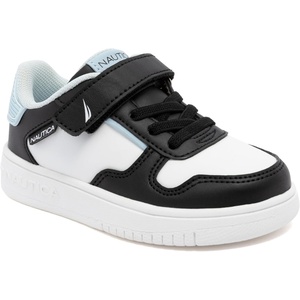 Nautica Kids Adjustable Strap Shoes | Comfortable Casual Sneakers for Boys and Girls, Toddlers & Little Kids(White Black Blue)
