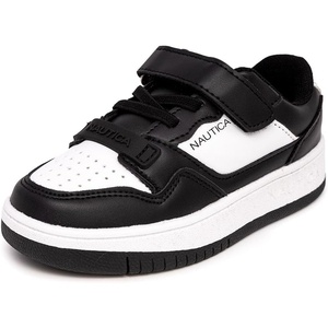 Nautica Kids Adjustable Strap Shoes | Comfortable Casual Sneakers for Boys and Girls, Toddlers & Little Kids(White Black-seaspray)