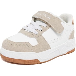 Nautica Kids Adjustable Strap Shoes | Comfortable Casual Sneakers for Boys and Girls, Toddlers & Little Kids(White Taupe Tan)