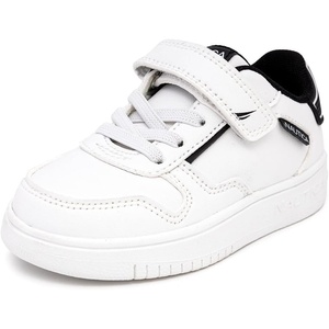 Nautica Kids Adjustable Strap Shoes | Comfortable Casual Sneakers for Boys and Girls, Toddlers & Little Kids(White/Black-almiana)