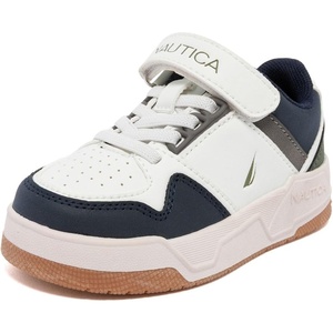 Nautica Kids Adjustable Strap Shoes | Comfortable Casual Sneakers for Boys and Girls, Toddlers & Little Kids(White/White-hadley)