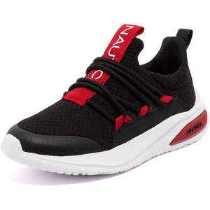 Nautica Kids Athletic Slip-On Sneakers – Comfortable Bungee Running Shoes for Boys and Girls – Stylish and Supportive Footwear for Active Kids (Big Kid/Little Kid/Toddler)(Black Black Red)