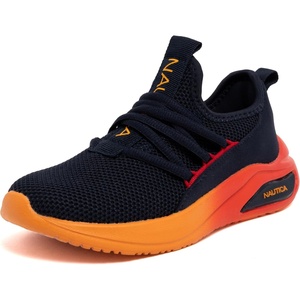 Nautica Kids Athletic Slip-On Sneakers – Comfortable Bungee Running Shoes for Boys and Girls – Stylish and Supportive Footwear for Active Kids (Big Kid/Little Kid/Toddler)(Navy Red Orange)
