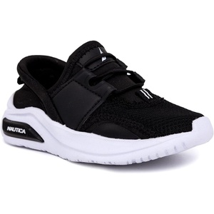 Nautica Kids Athletic Slip-On Sneakers – Comfortable Bungee Running Shoes for Boys and Girls – Stylish and Supportive Footwear for Active Kids (Big Kid/Little Kid/Toddler)(Black White-malmin)