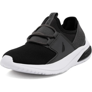 Nautica Kids Athletic Slip-On Sneakers – Comfortable Bungee Running Shoes for Boys and Girls – Stylish and Supportive Footwear for Active Kids (Big Kid/Little Kid/Toddler)(Black Grey)