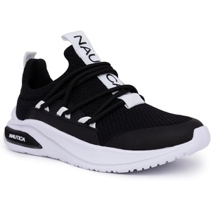 Nautica Kids Athletic Slip-On Sneakers – Comfortable Bungee Running Shoes for Boys and Girls – Stylish and Supportive Footwear for Active Kids (Big Kid/Little Kid/Toddler)(Black White)