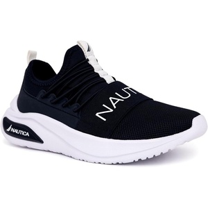 Nautica Kids Athletic Slip-On Sneakers – Comfortable Bungee Running Shoes for Boys and Girls – Stylish and Supportive Footwear for Active Kids (Big Kid/Little Kid/Toddler)(Navy White-summr)