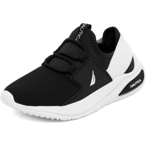 Nautica Kids Athletic Slip-On Sneakers – Comfortable Bungee Running Shoes for Boys and Girls – Stylish and Supportive Footwear for Active Kids (Big Kid/Little Kid/Toddler)(Black/White)
