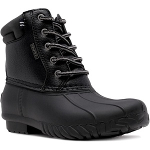 Nautica Kids Boys & Girls Duck Boots Kids Waterproof Rain Snow Boots Insulated Winter Boots (Toddler/Little/Big Kid)(Black-channing)