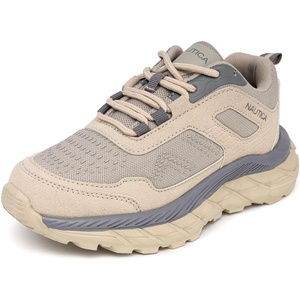 Nautica Kids Boys & Girls Lace-Up Sneakers – Athletic Shoes for Running & Walking with Cushioned Insole and Comfortable Fit for Big and Little Kids(Bone Grey)