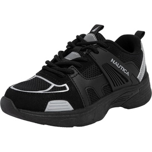 Nautica Kids Boys & Girls Lace-Up Sneakers – Athletic Shoes for Running & Walking with Cushioned Insole and Comfortable Fit for Big and Little Kids(Black Silver)