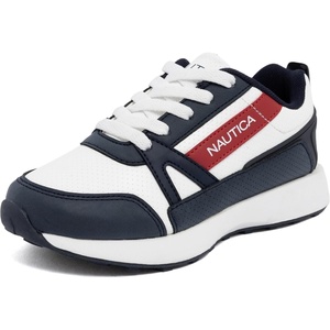 Nautica Kids Boys & Girls Lace-Up Sneakers – Athletic Shoes for Running & Walking with Cushioned Insole and Comfortable Fit for Big and Little Kids(White Navy Red)