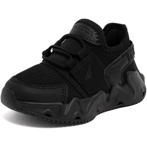 Nautica Kids Boys and Girls Athletic Slip-On Sneakers, Lightweight Bungee Running Shoes for Toddler, Little Kid, and Big Kid(Black Mono-mikyle)