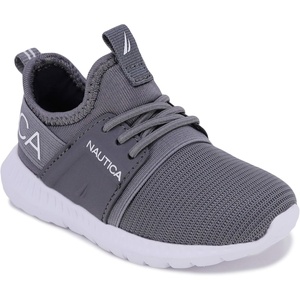 Nautica Kids Boys and Girls Athletic Slip-On Sneakers, Lightweight Bungee Running Shoes for Toddler, Little Kid, and Big Kid(Grey Tonal)