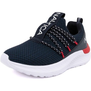 Nautica Kids Boys and Girls Athletic Slip-On Sneakers, Lightweight Bungee Running Shoes for Toddler, Little Kid, and Big Kid(Navy White Red-selah)