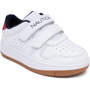 Nautica Kids’ Double Strap Athletic Sneakers(White Red Gum-stafford)