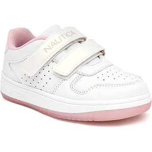 Nautica Kids Girls Double Strap Sneakers, Classic Low Top Athletic Shoes, Cushioned Comfort Tennis Sneakers for School Play Casual Wear(White Iridescent-stafford)