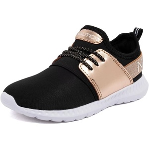 Nautica Kids Girls Metallic Fashion Sneaker Lace-Up Athletic Running Shoe I kappil I (Big Kid – Little Kid – Toddler)(Gold Black)