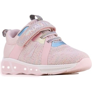 Nautica Kids’ Light-Up Flashing Sneaker Athletic Running Shoes with Strap | Fashionable and Fun for Boys and Girls | Available in Toddler and Little Kid Sizes(Jurnee Lights-blush Rainbow Metallic)