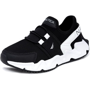 Nautica Kids Running Sneakers | Comfortable Shoes for Boys and Girls | Sizes for Big & Little Kids -(Lace-Up/Bungee) Manalapin(Black White-mikyle)