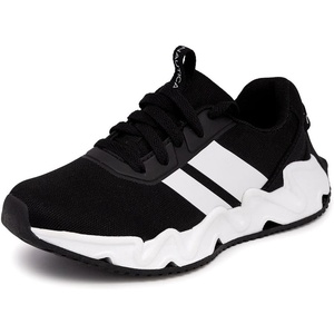 Nautica Kids Running Sneakers | Comfortable Shoes for Boys and Girls | Sizes for Big & Little Kids -(Lace-Up/Bungee) Manalapin(Black White-wavy)