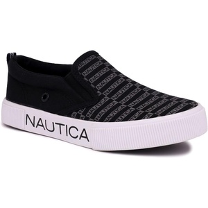 Nautica Kids Slip-On Sneakers – Casual Low-Top Shoes for Boys and Girls – Comfortable Athletic Style for School, Play, and Everyday Wear – Toddler/Little Kid/Big Kid Sizes(Black Logo)