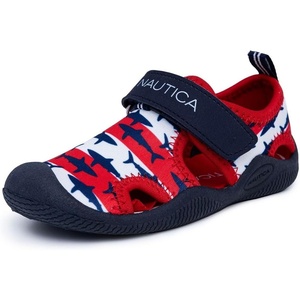Nautica Kids Water Shoes for Boys Girls Toddler Quick Dry Swim Shoes Aqua Socks Beach Pool Closed Toe Barefoot Summer Watershoes for Toddlers Size 5-12(Rwb Shark Stripe)