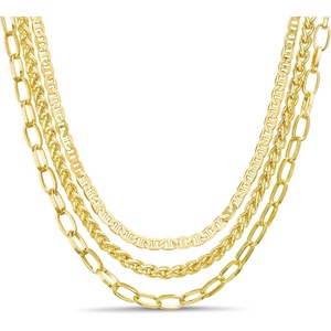 Nautica Mariner Link Wheat Chain Necklace Set for Women 14K Yellow Gold Plated Alloy 14 – 20 Inches
