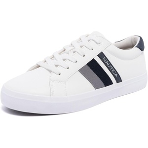 Nautica Men’s Casual Shoe, Classic Lace-Up Low Top Loafer, Fashion Sneaker – in Medium & Wide Width Sizes(White Navy Grey)